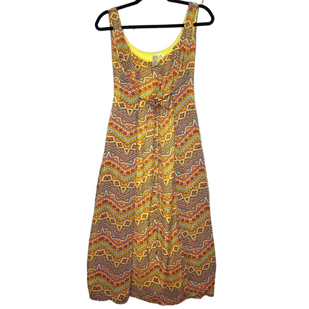 EMMA & MICHELE ORANGE MULTI COLOR AZTEC PRINT SLEEVELESS MAXI DRESS 12